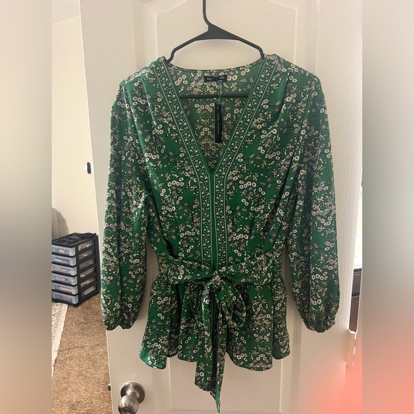Max Edition Tops - Max Edition Green Floral Blouse
